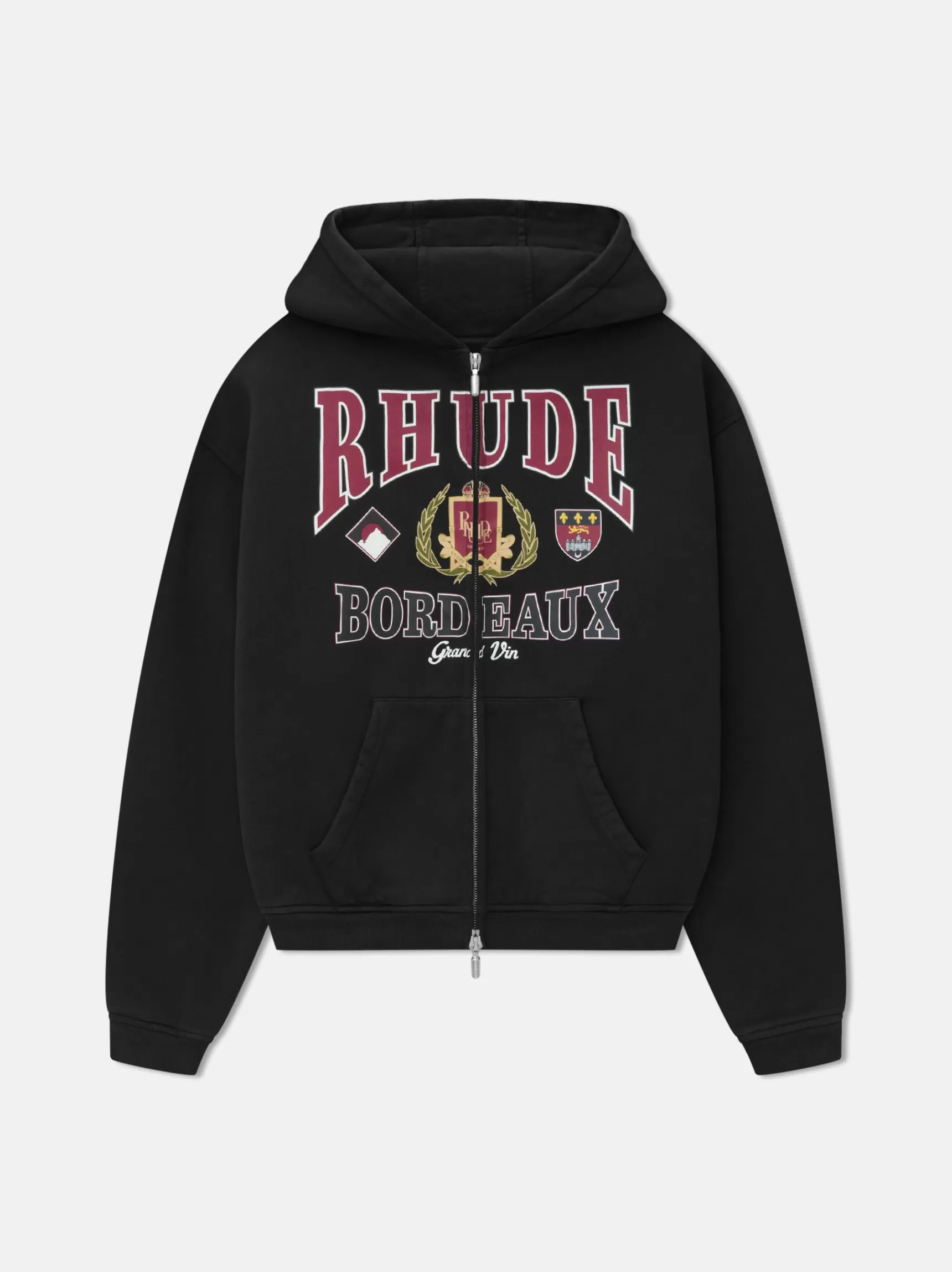 R H U D E Sweatshirts>BORDEAUX GRAND VIN ZIP-UP HOODIE