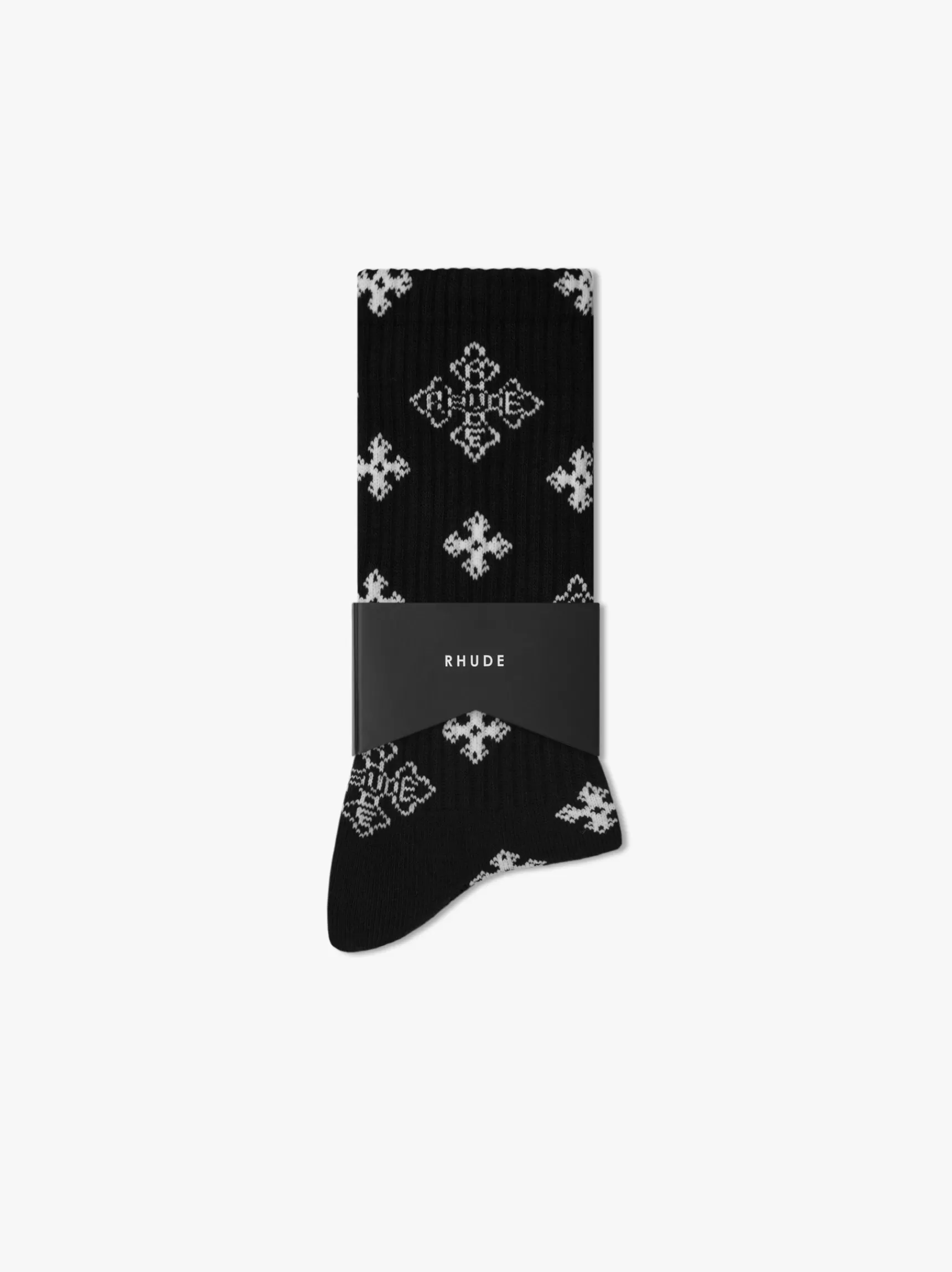 R H U D E Socks>CROSS PAISLEY JACQUARD SOCK