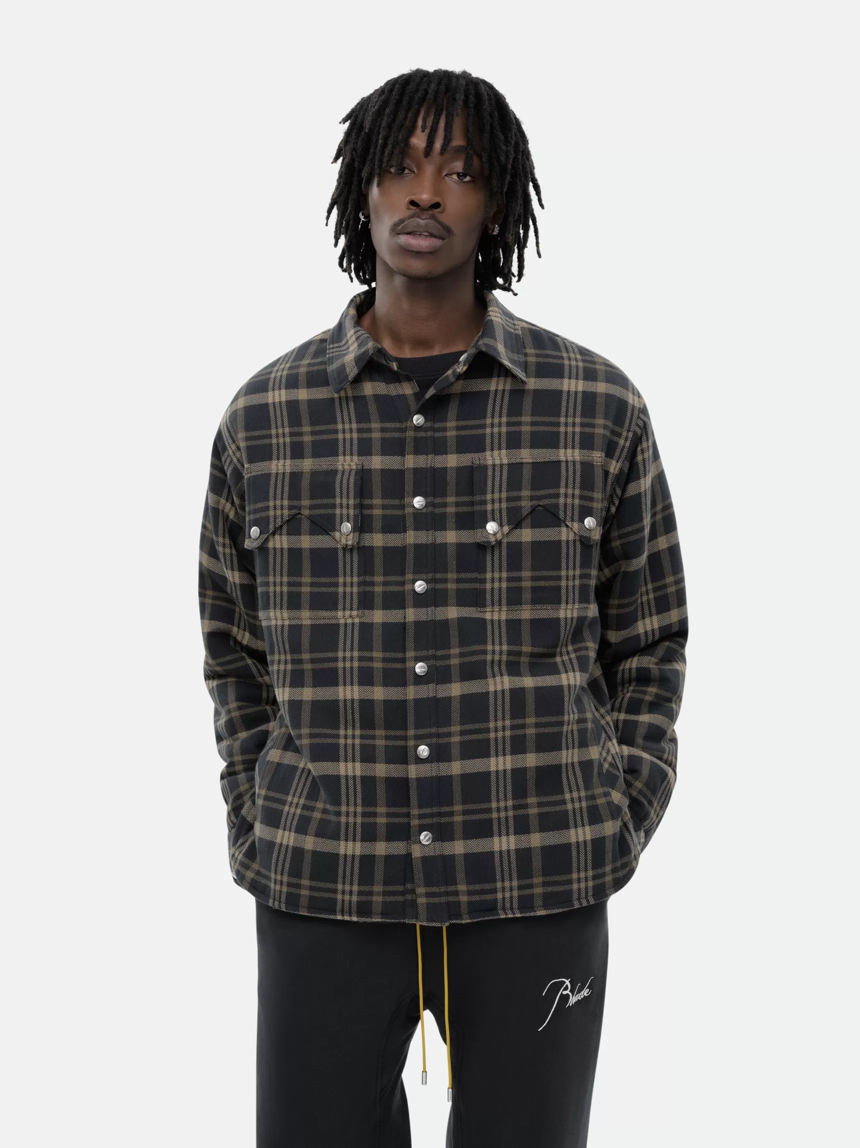 R H U D E Shirts>FLANNEL SHERPA OVERSHIRT