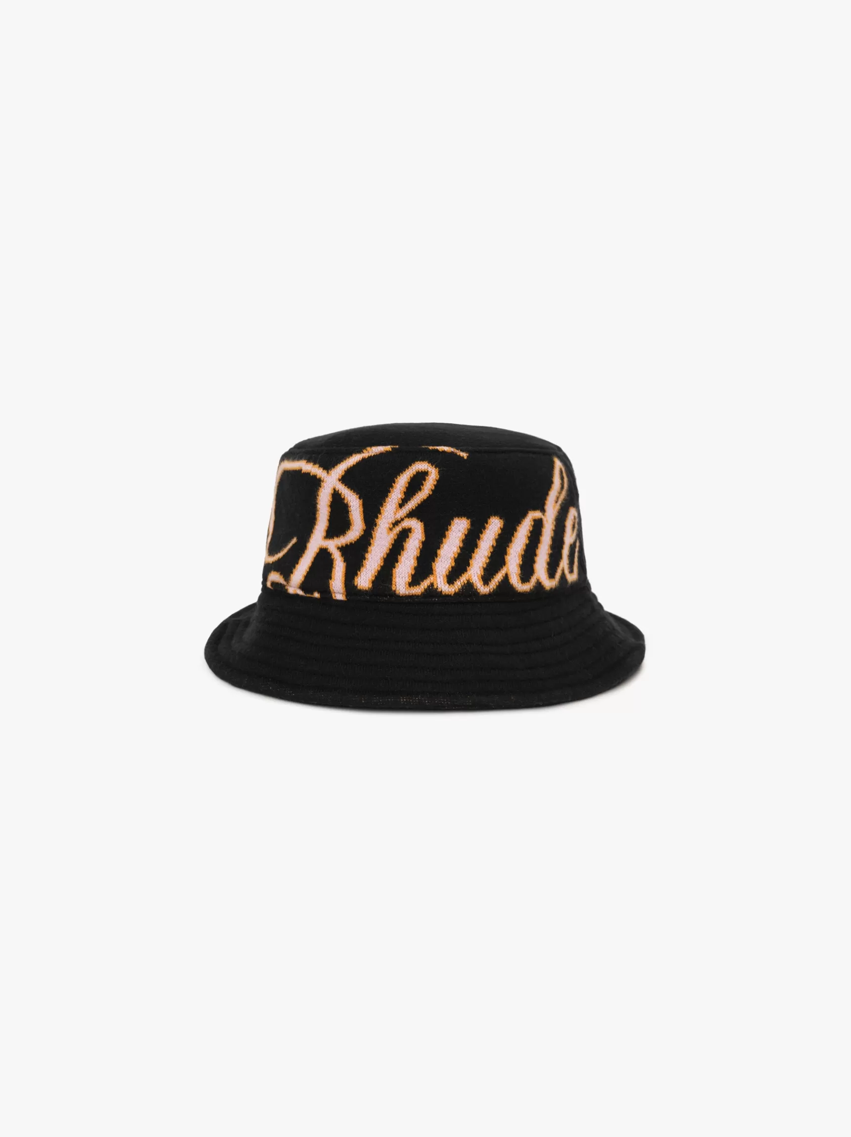 R H U D E Hats | Luxe Knitwear>GP KNIT SCRIPT BUCKET HAT