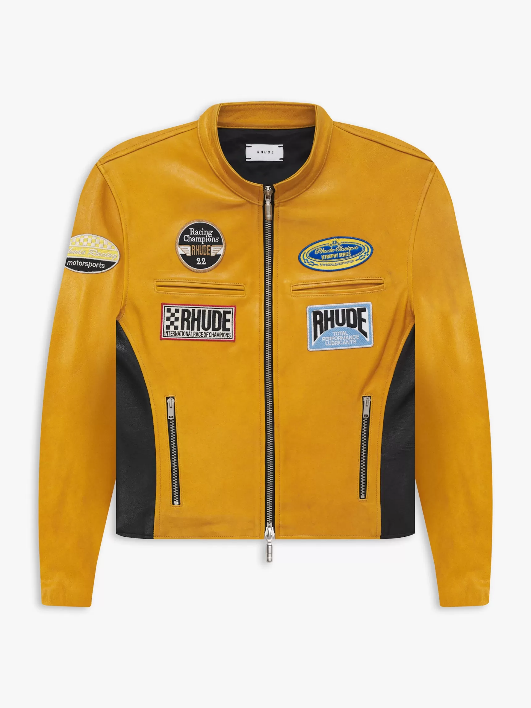 R H U D E Outerwear>LEATHER RACING JACKET