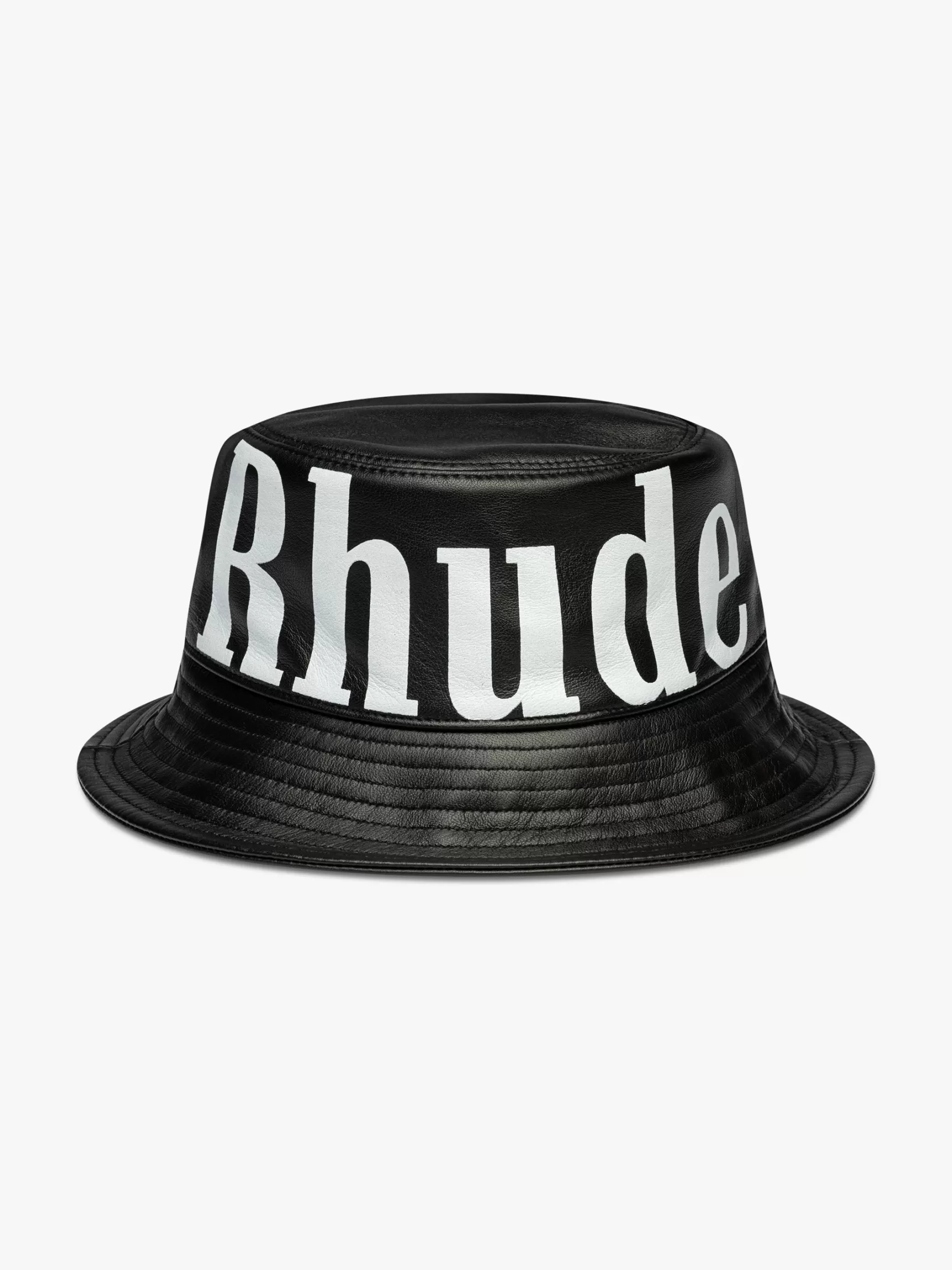 R H U D E Hats>LOGO LEATHER BUCKET HAT