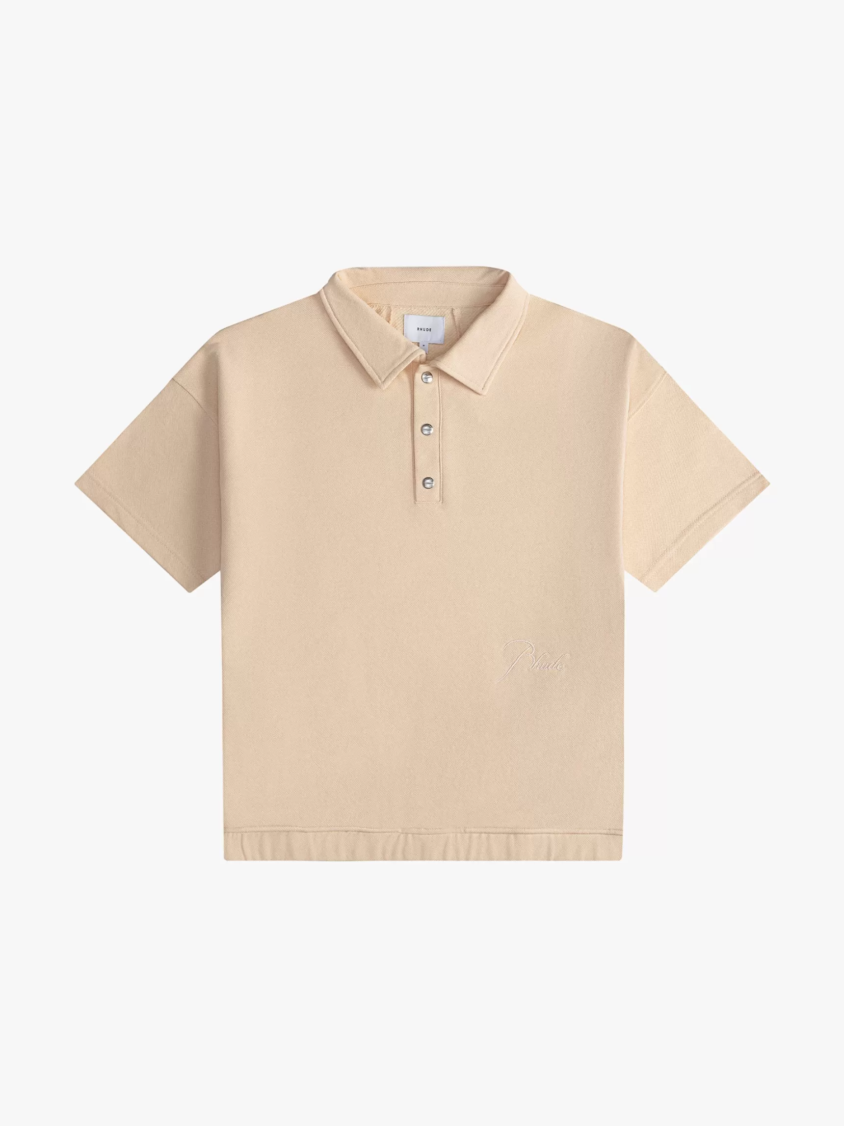 R H U D E Shirts>PIQUE SNAP SHORT SLEEVE POLO