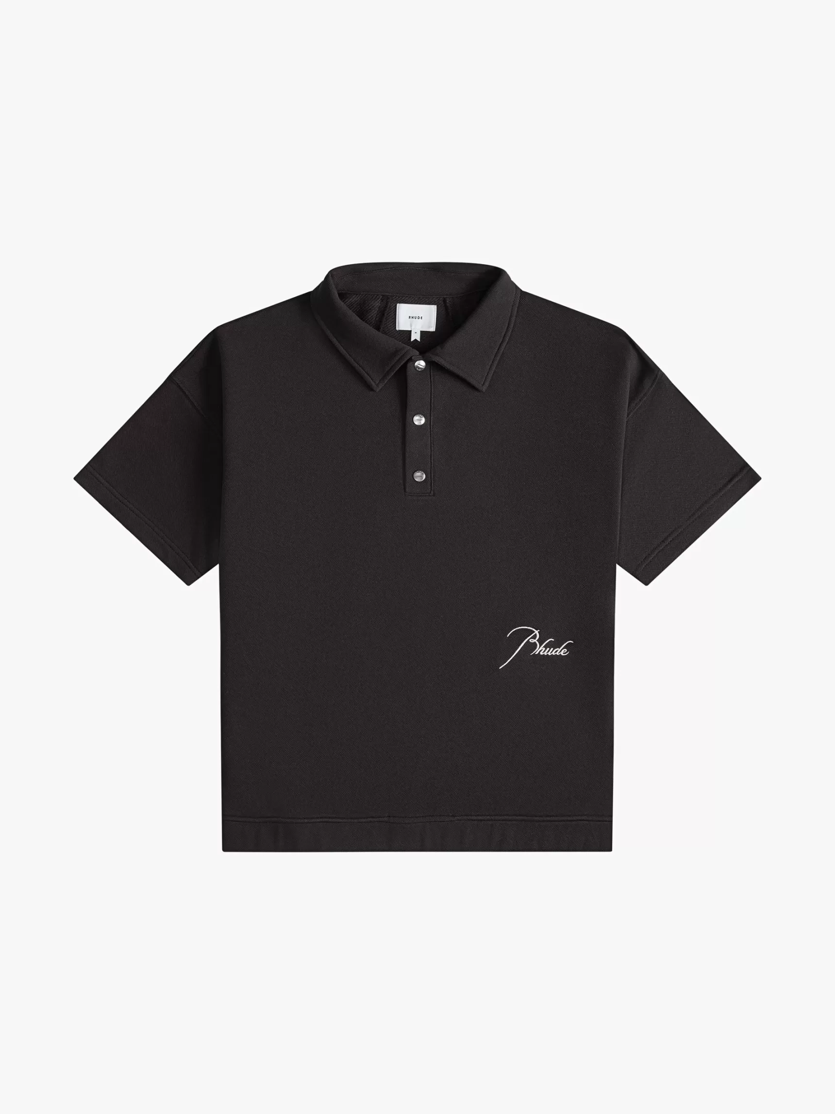 R H U D E Shirts>PIQUE SNAP SHORT SLEEVE POLO