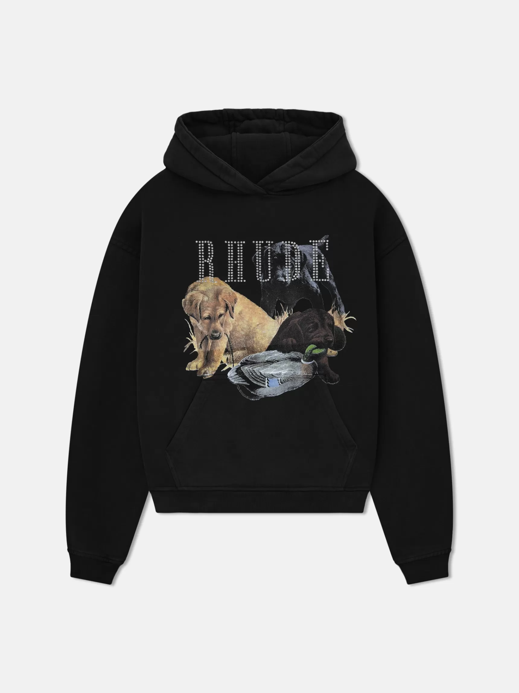 R H U D E Sweatshirts>RHINESTONE HUNTING DOG HOODIE