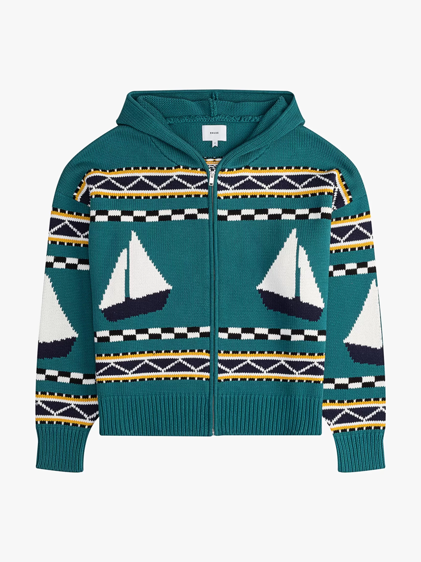 R H U D E Luxe Knitwear>RHUDE BATEAU KNIT ZIP UP HOODIE