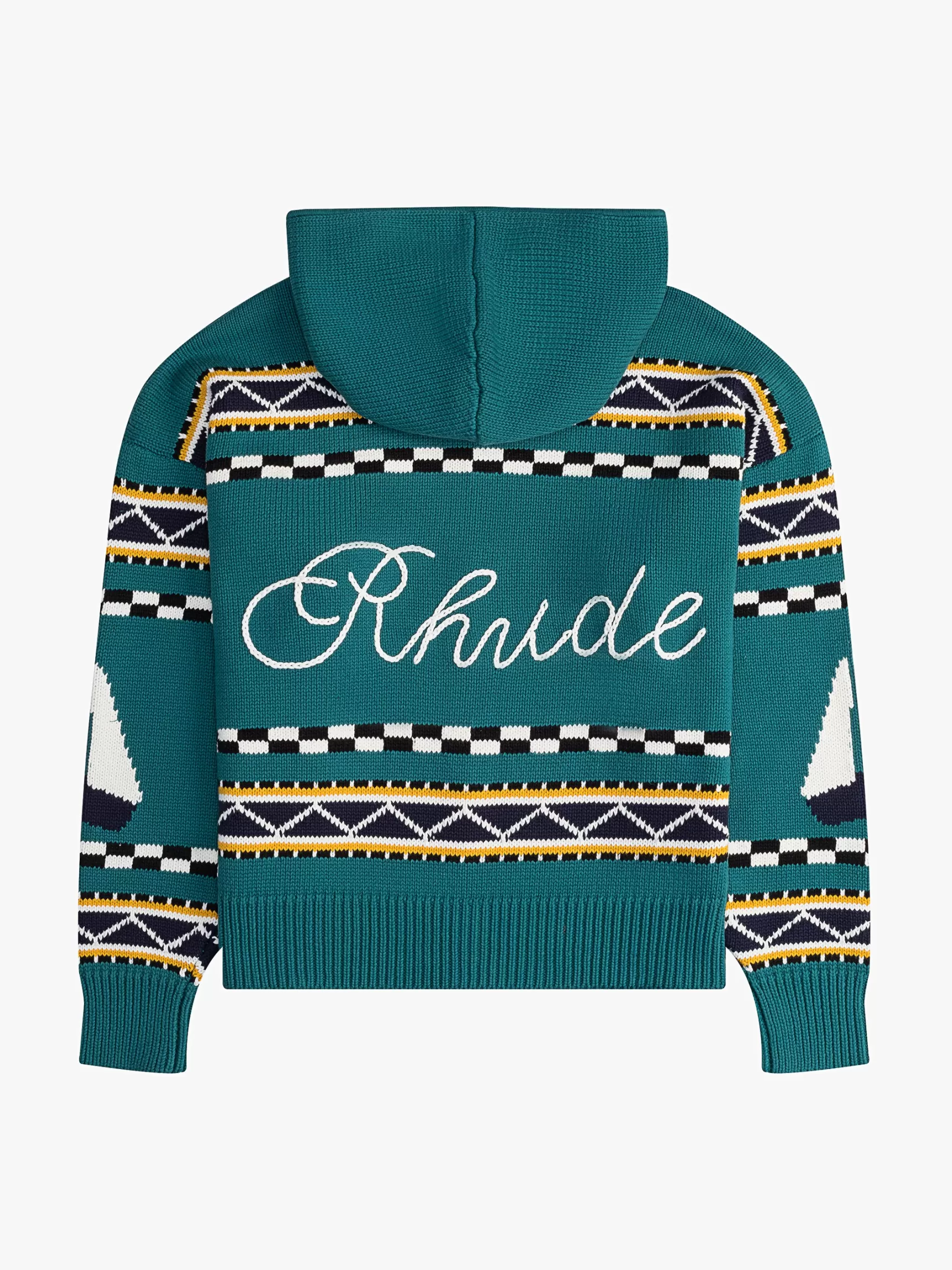 R H U D E Luxe Knitwear>RHUDE BATEAU KNIT ZIP UP HOODIE