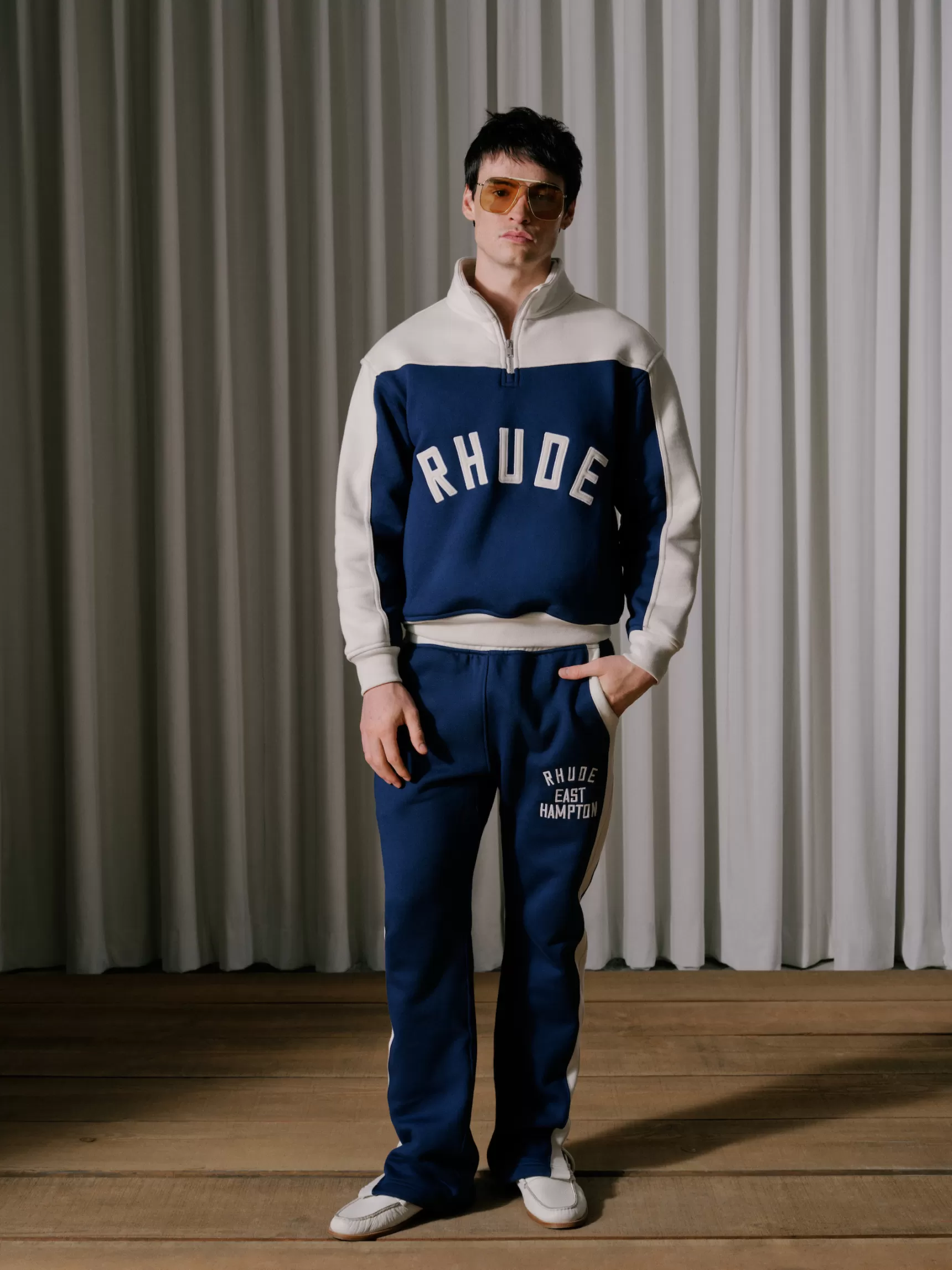 R H U D E Sweatshirts>RHUDE CONTRAST QUARTER-ZIP VARSITY