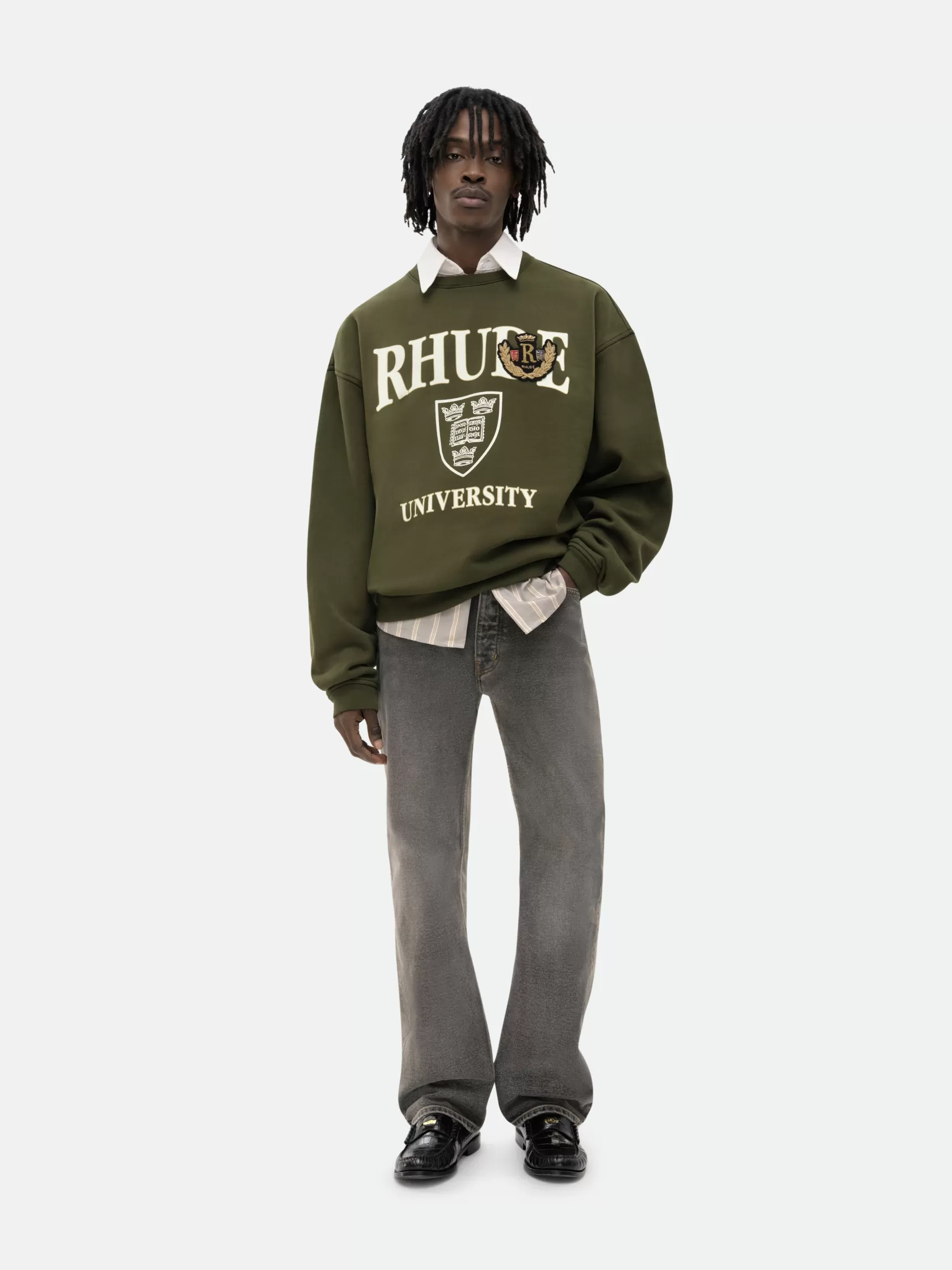 R H U D E Sweatshirts>RHUDE OXFORD CREWNECK