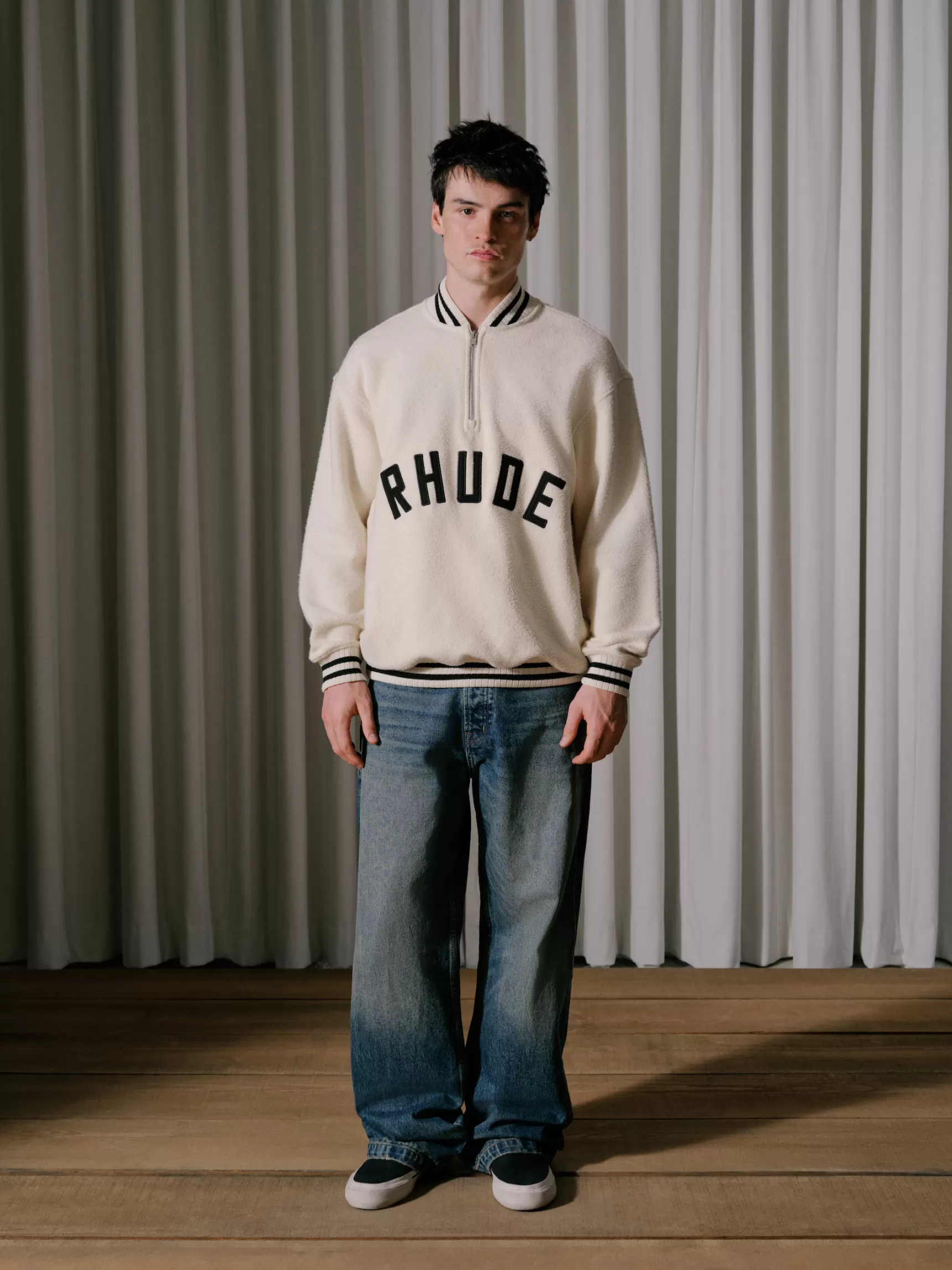 R H U D E Sweatshirts>RHUDE QUARTER-ZIP VARSITY