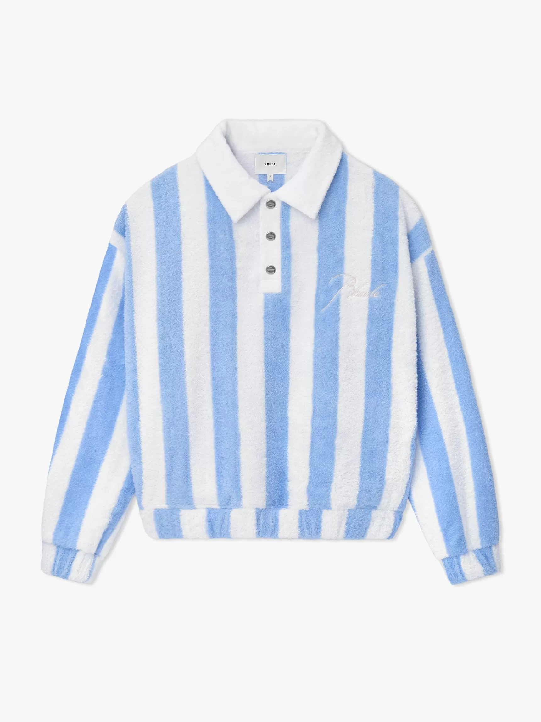 R H U D E Sweatshirts | Shirts>STRIPED LOOP TERRY POLO