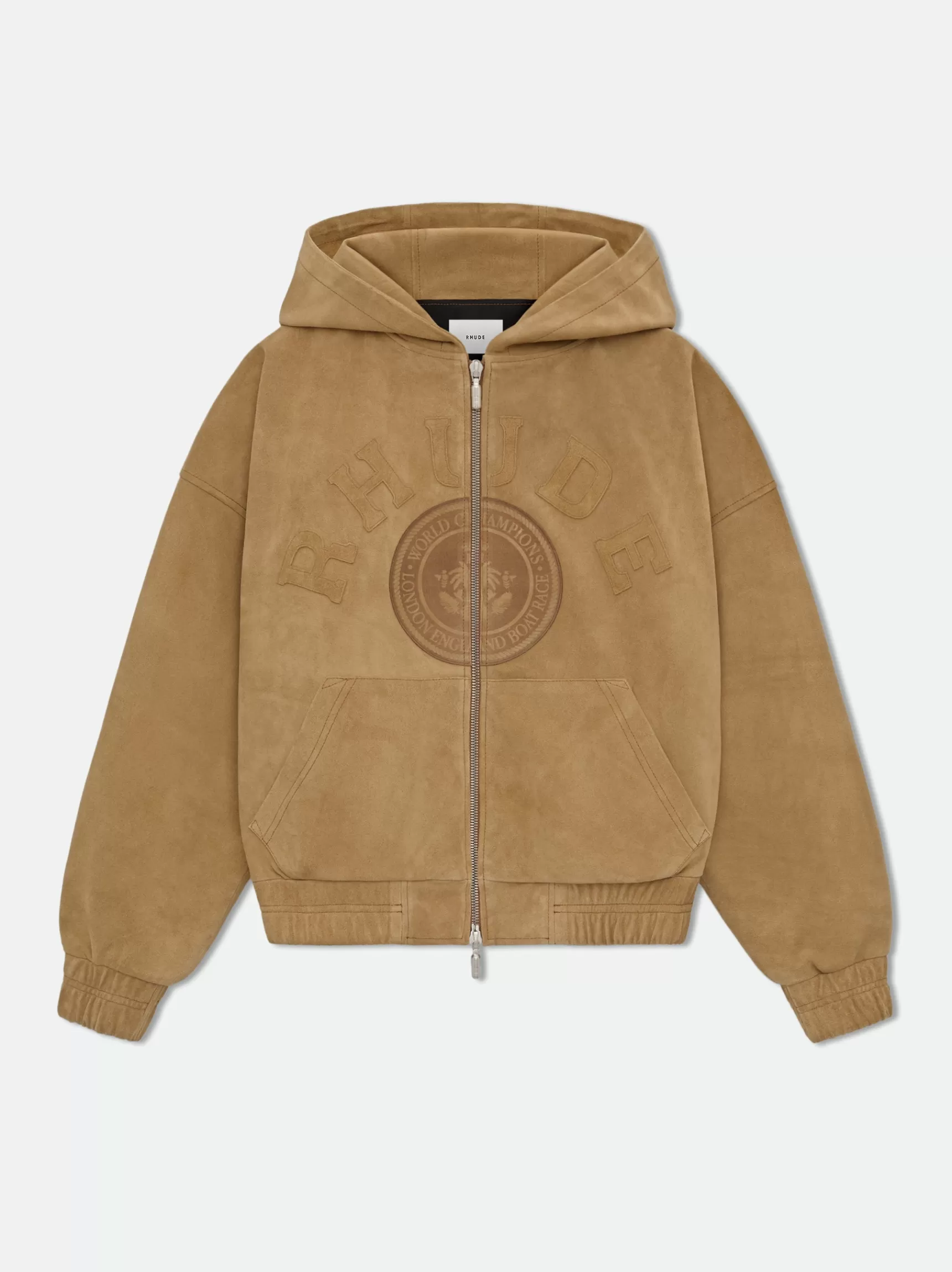 R H U D E Outerwear>SUEDE RHUDE CREST HOODIE