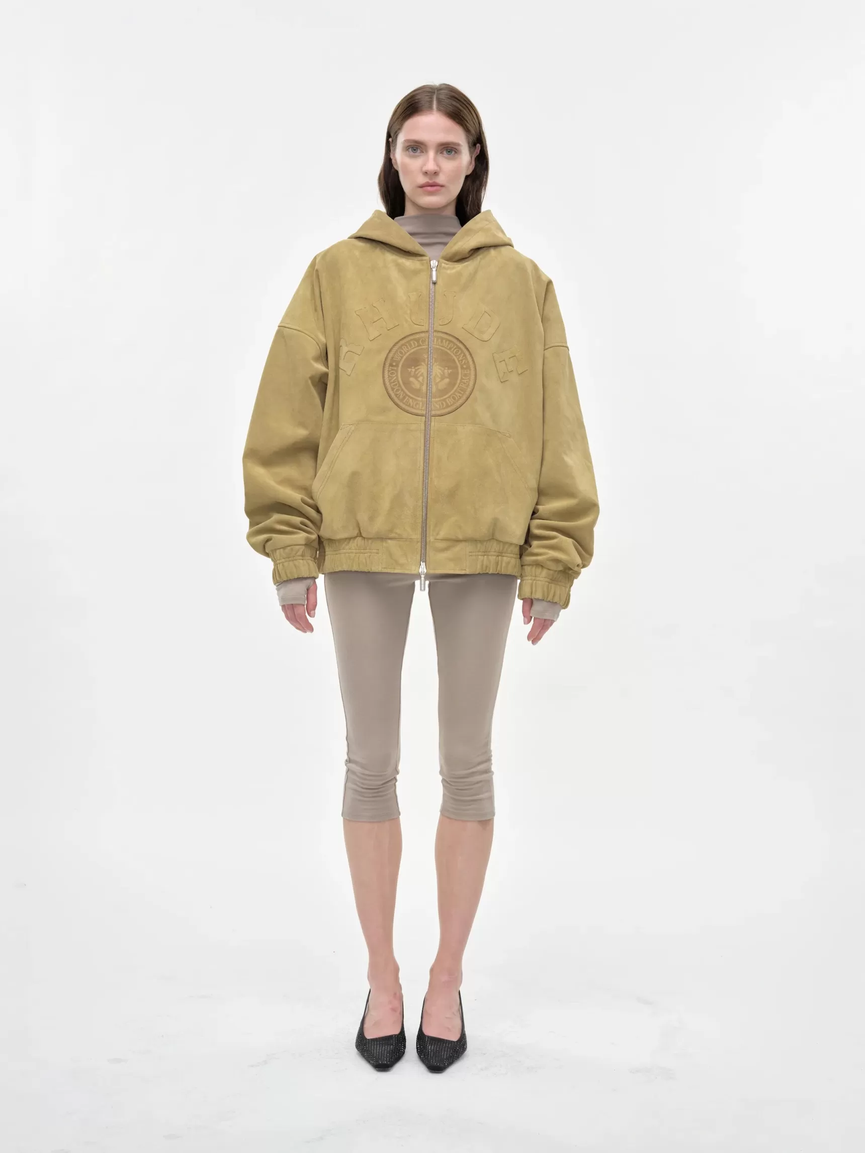 Women R H U D E Tops>SUEDE RHUDE CREST HOODIE